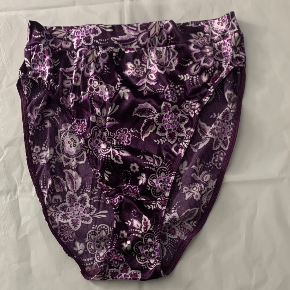 Victoria's Secret Satin Purple Floral Hi-leg Bottom